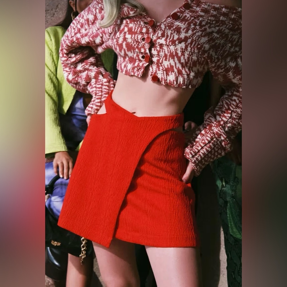 Cult Gaia x Bratz Maressa Cherry knit top wool blend off shoulder bolero large